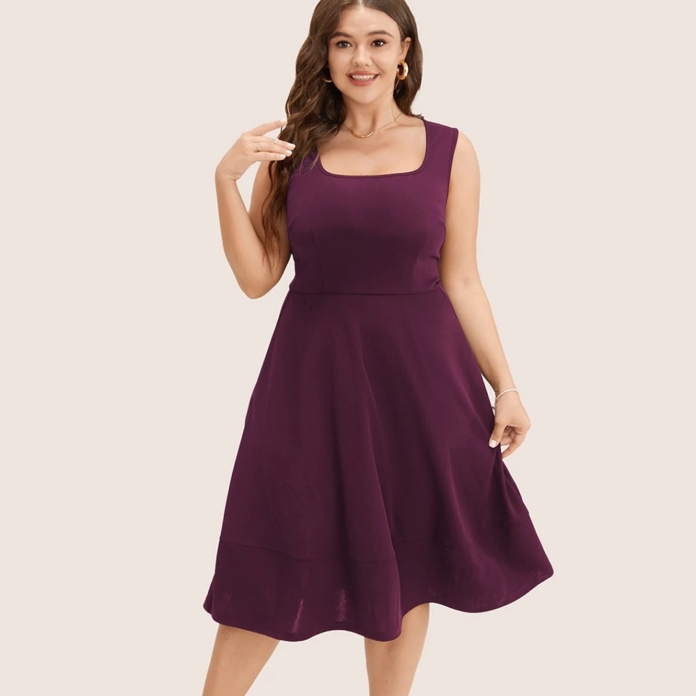 BloomChic Plus Size Solid Pocket Sleeveless Ruffle Hem Tank Dress